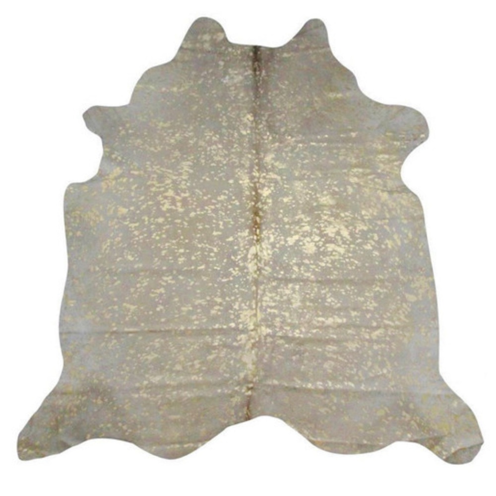HUGE SADDLEMAN 7’ x 8’ hide skin rug white/gray w/gold flecks light blue back